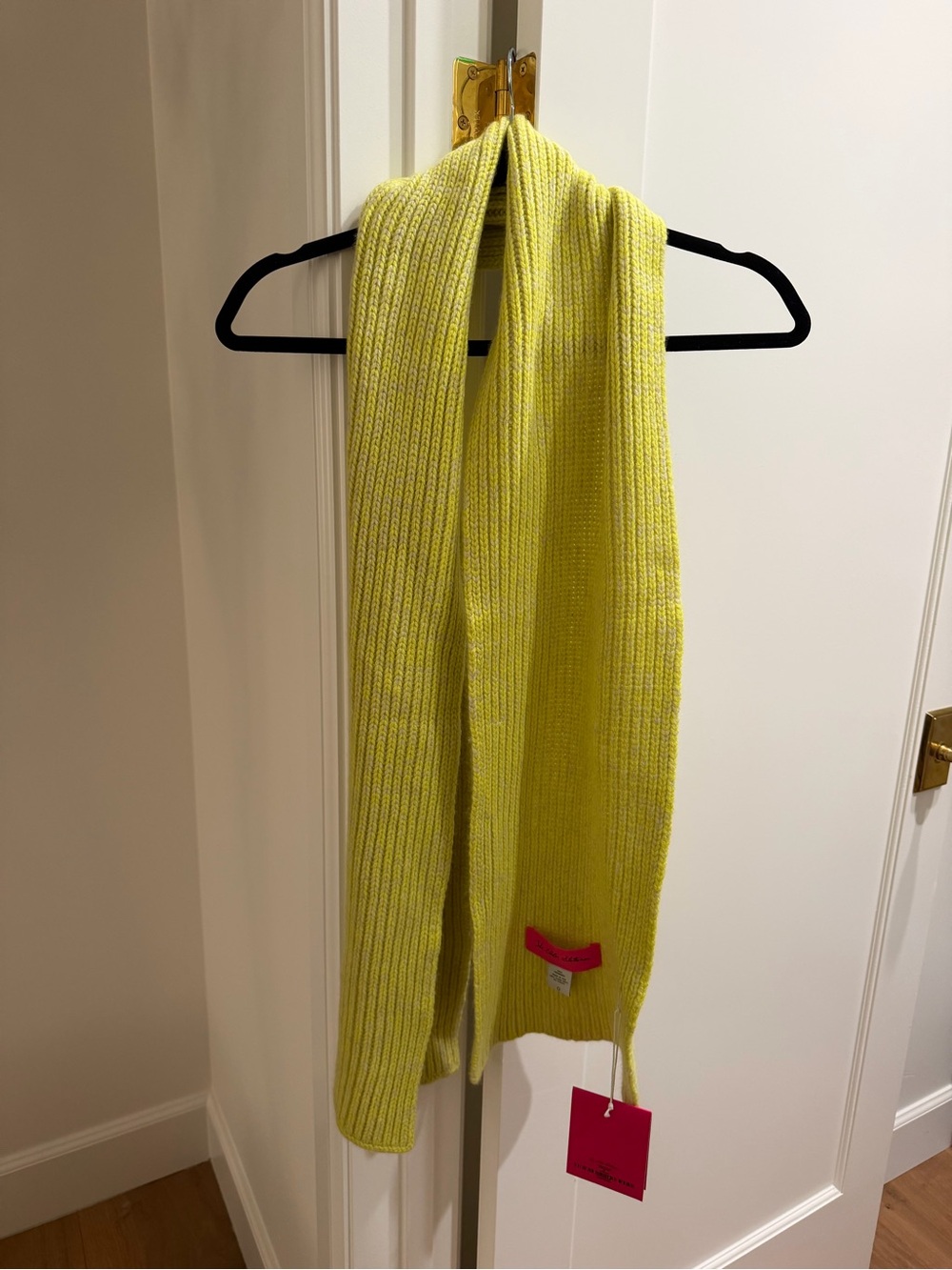 The Elder Statesman Neon Yellow Ribbed Knit Scarf